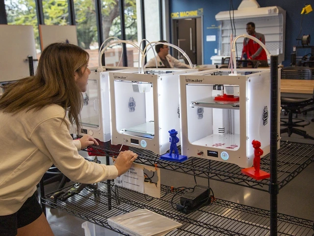 Laser and vinyl cutters, sewing machines and 3D printers are available for use in the Maker's Studio at CATalyst Studios.