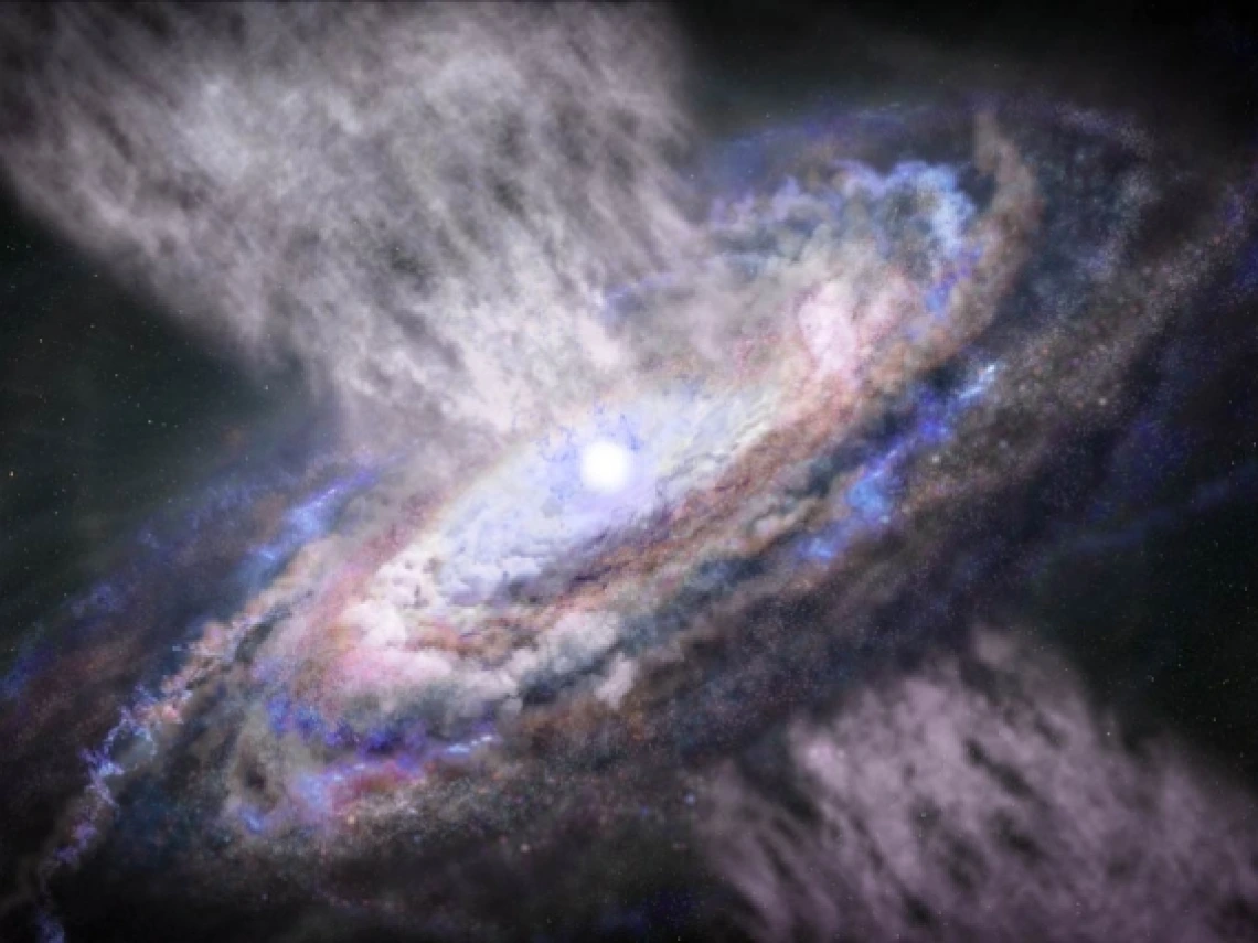 Artist&#039;s illustration of a quasar